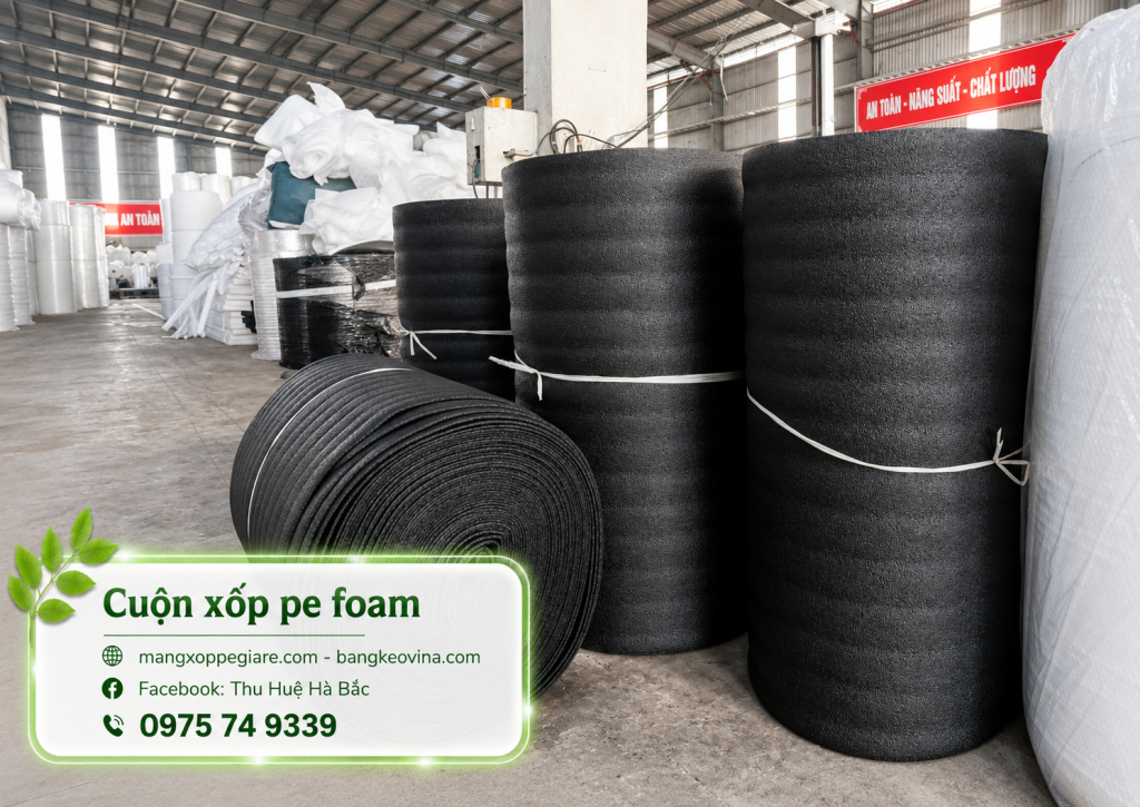 foam cuộn đen 5mm bọc hàng chống trầy