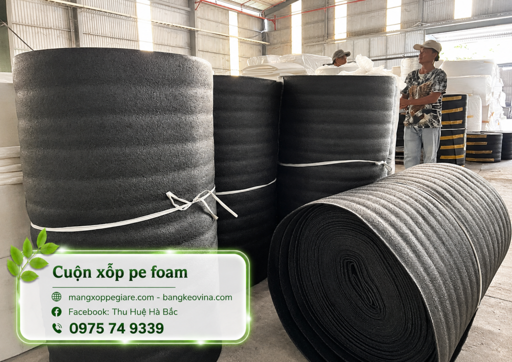 cuộn xốp pe foam đen 5mm tại KCN Sóng Thần 1